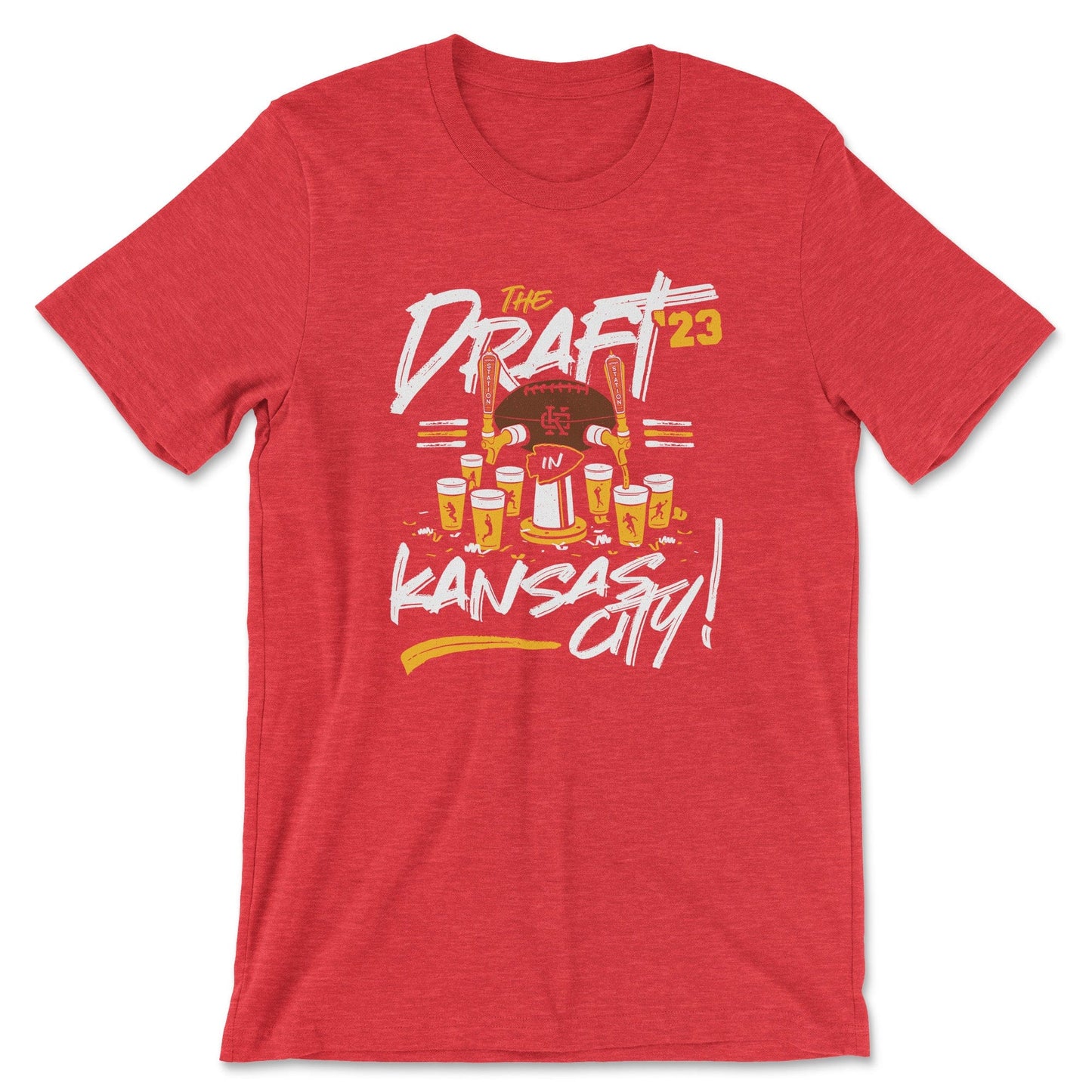 KC Swag Kanssas City Chiefs DRAFTIN' IN KC on heather red unisex t-shirt