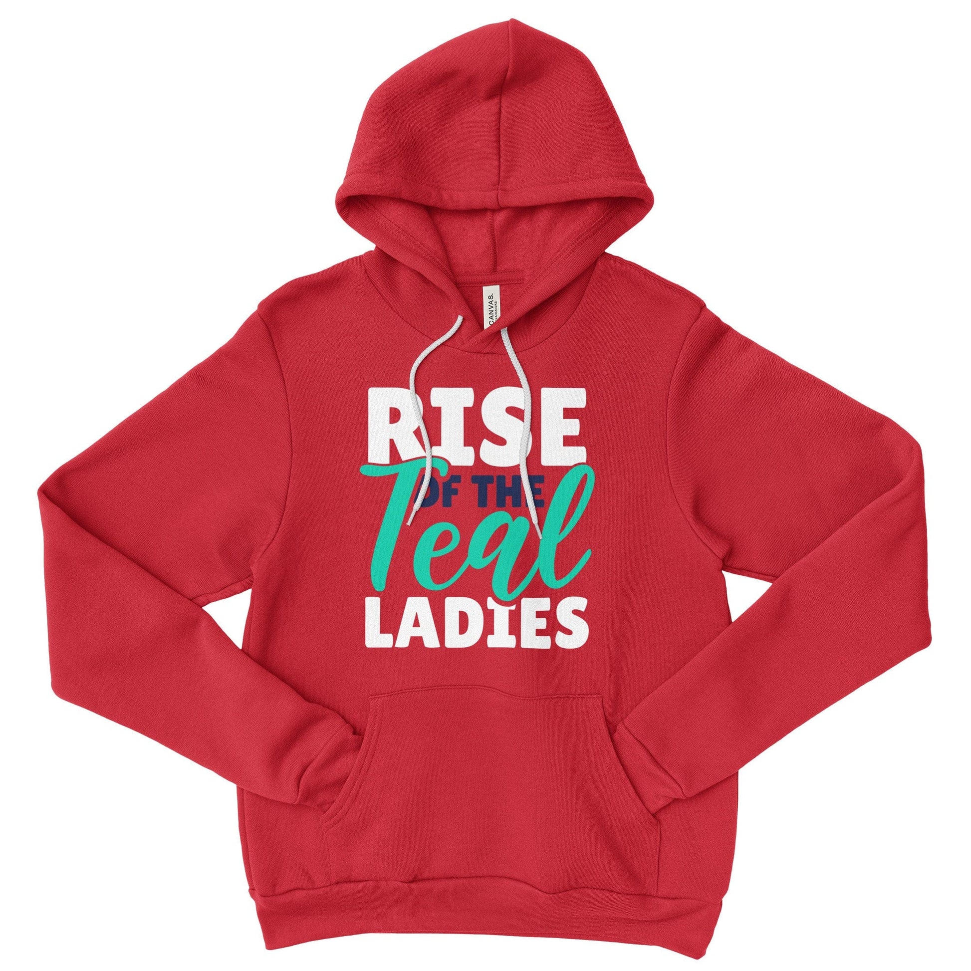 KC Swag Kansas City Current TEAL LADIES RISE on red fleece pullover hoodie 