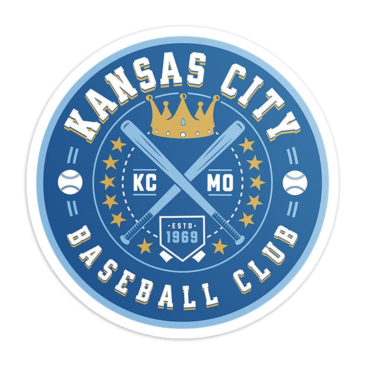 KC Swag Kansas City Royals blue, gold, powder blue KC BASEBALL CLUB vinyl die cut decal sticker 
