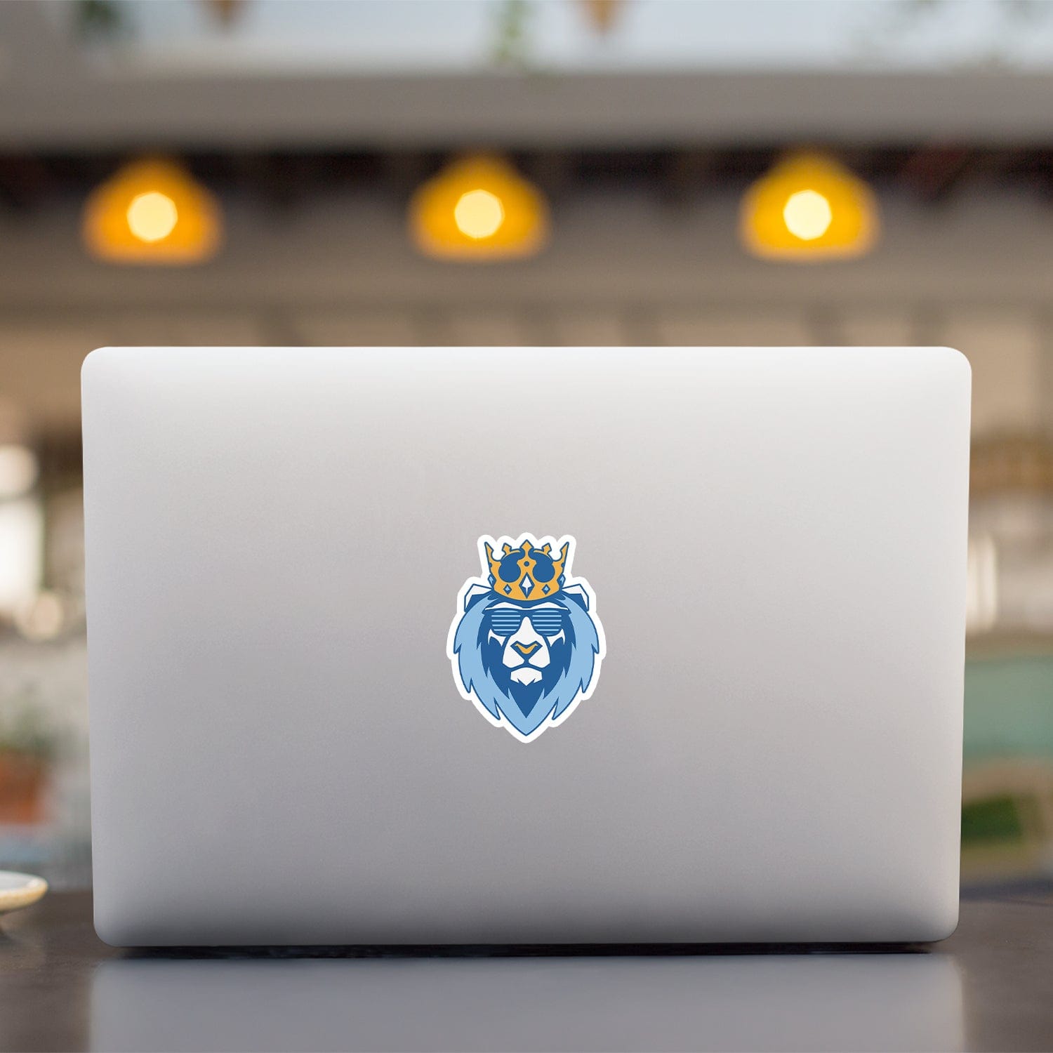 KC Swag Kansas City Royals blue, gold, powder blue SHADY LION vinyl die cut sticker on open laptop back