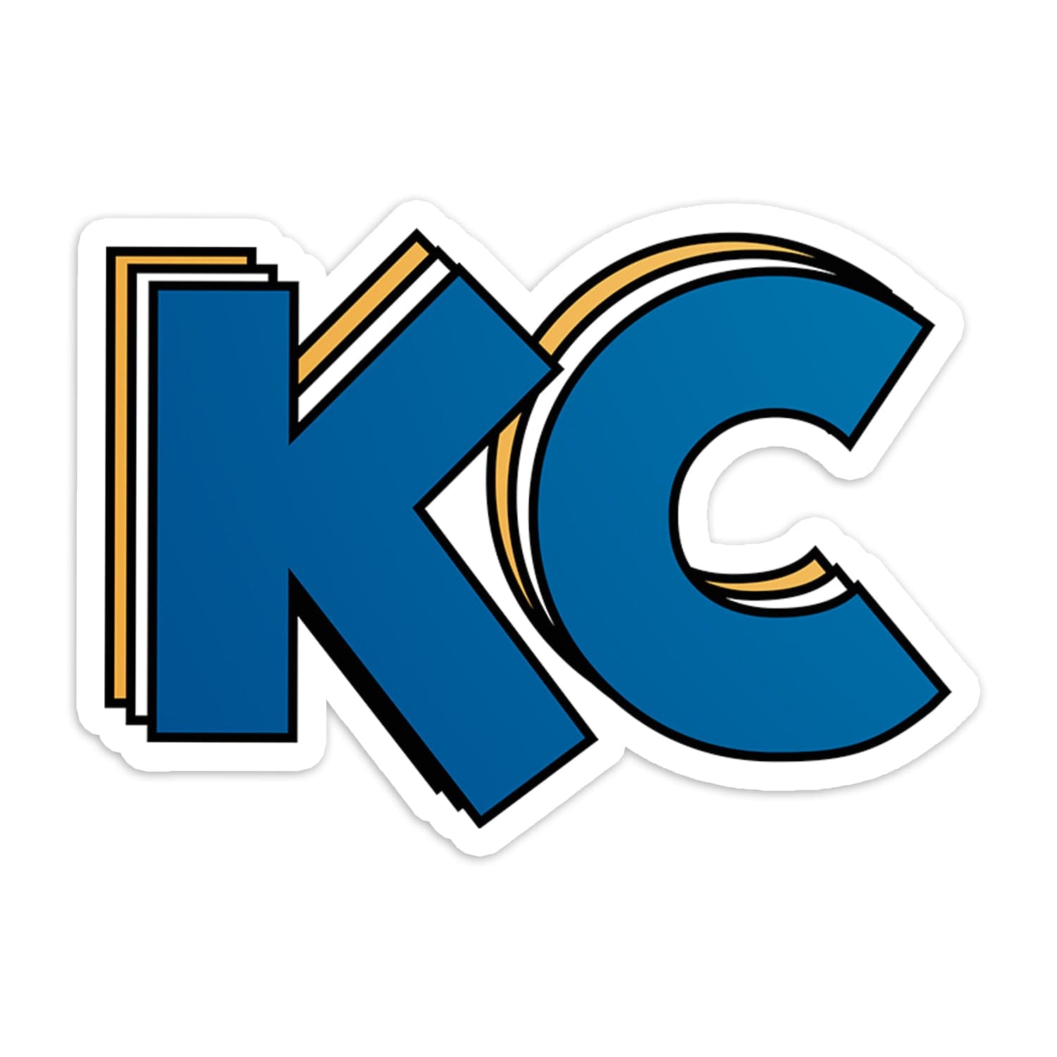 KC Swag Kansas City Royals blue, gold, white Stacked Blue KC vinyl die cut decal sticker 