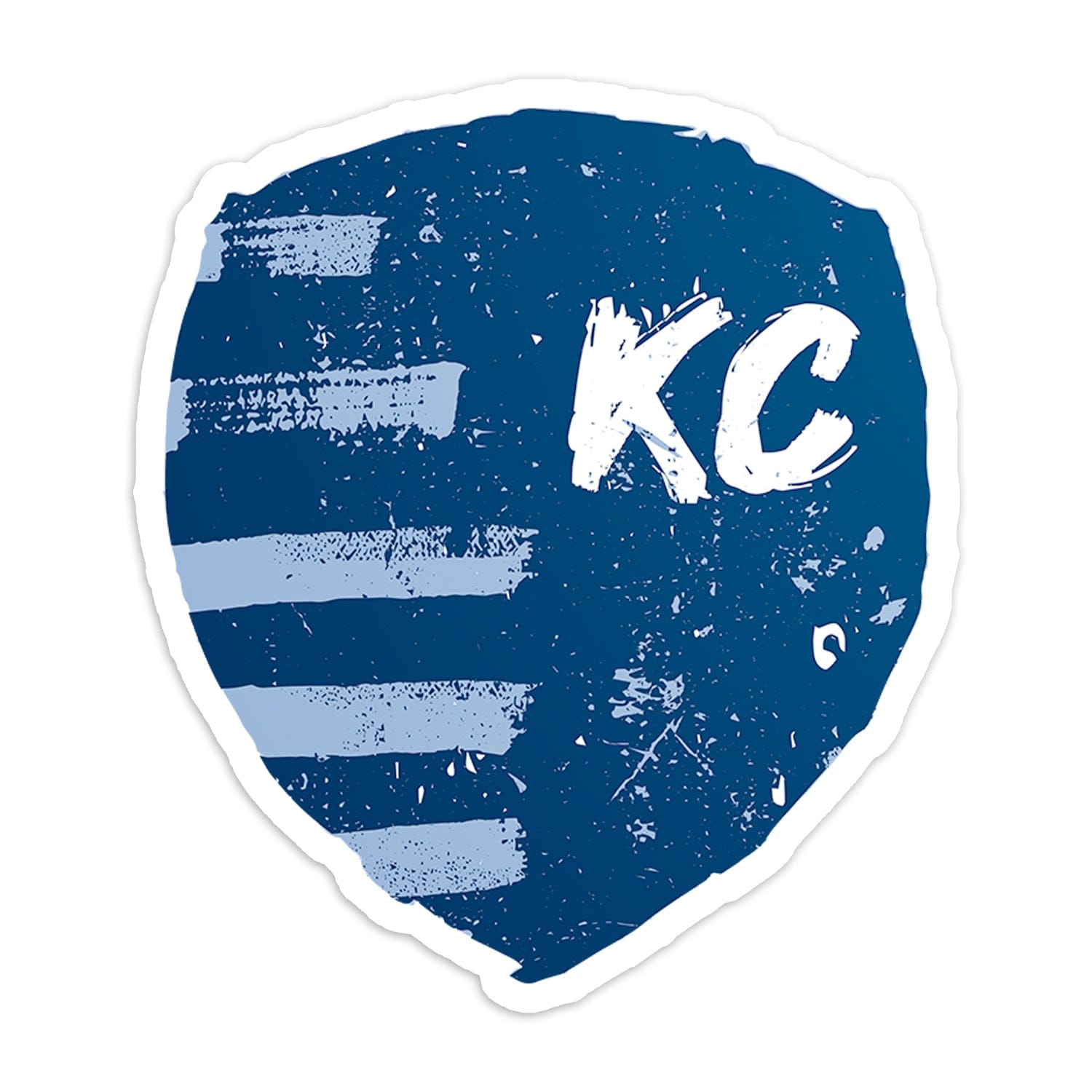 KC Swag Sporting Kansas City powder, navy, white Painted Shield vinyl die cut decal sticker 