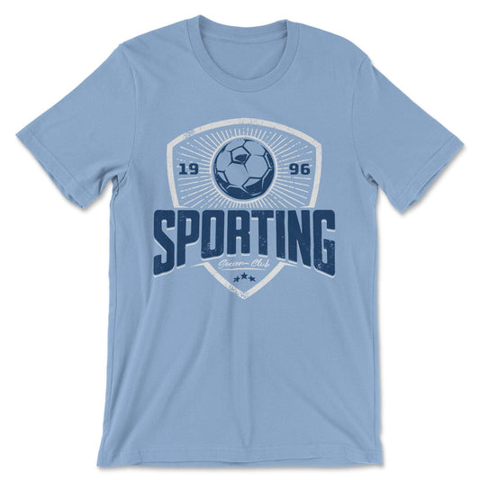 KC Swag Sporting Kansas City navy, powder, white SPORTING CLUB on baby blue unisex t-shirt